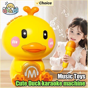 Cute Duck Singing Sound Microphones Early Education Machine Voice Changeable Storytelling With Light Music Toys For Kids Gifts