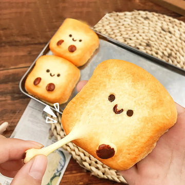 Creamy Texture Simulated Smiling Face Toast Fidget Toys Sensory Stress Relieving Toys Rebound Squeeze Toy For Kids Adults
