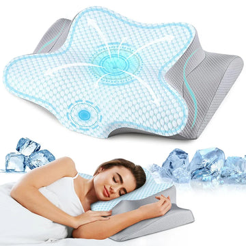 Cervical Memory Foam Pillows with Pillowcase Odorless Orthopedic Smooth Cool Ergonomic Neck Support Pillow Slow Rebound