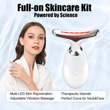 Facial Massager Multi Color LED Light Skin Tightening Beauty Device Face and Neck Massager Neck Beauty Device Neck Face Massager