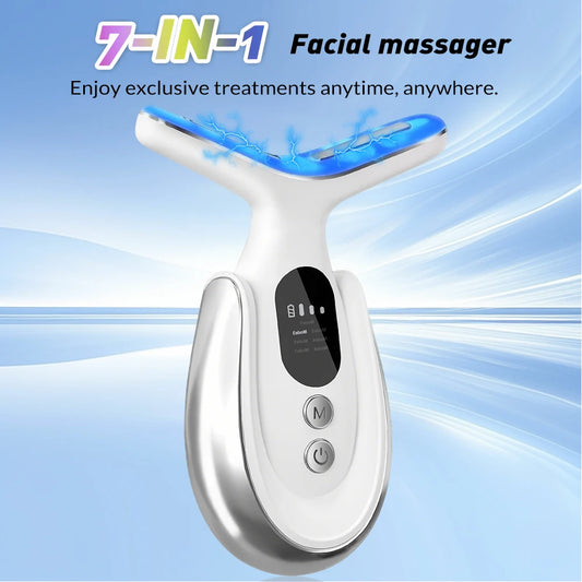Facial And Neck Massage USB Rechargeable Neck Wrinkle Removal Beauty Apparatus-3 gears 7 modes Skin Lifting Face Relaxation Tool