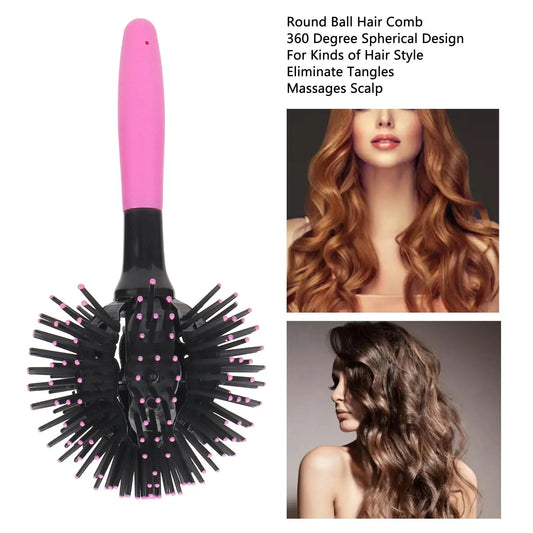 360 Degree Round Brush for Curly Hair High Temperature Resistant Comb for wet and Dry Styling Perfect for All Hair Types
