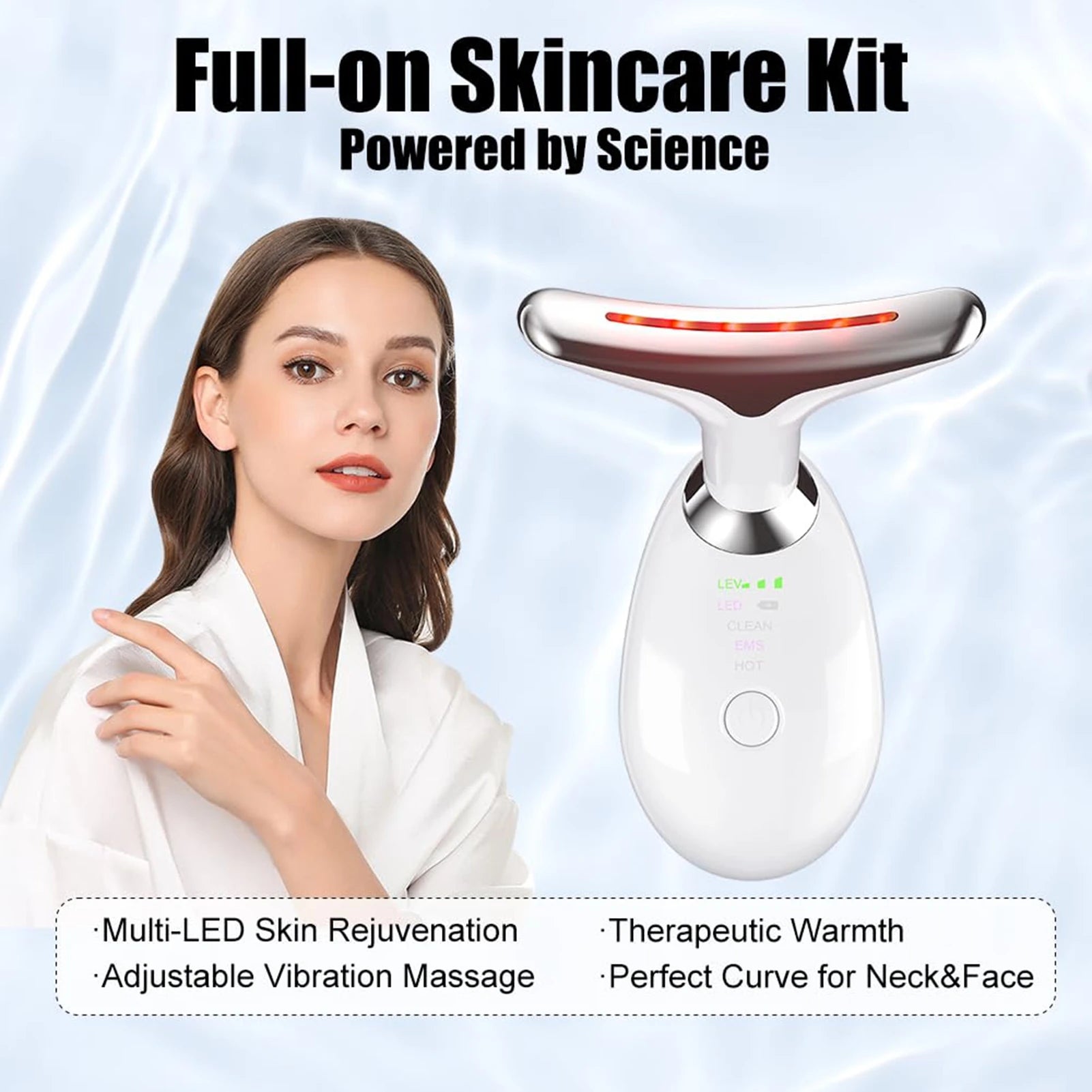 Facial Massager Multi Color LED Light Skin Tightening Beauty Device Face and Neck Massager Neck Beauty Device Neck Face Massager
