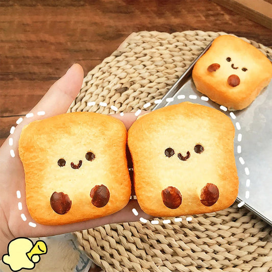 Creamy Texture Simulated Smiling Face Toast Fidget Toys Sensory Stress Relieving Toys Rebound Squeeze Toy For Kids Adults
