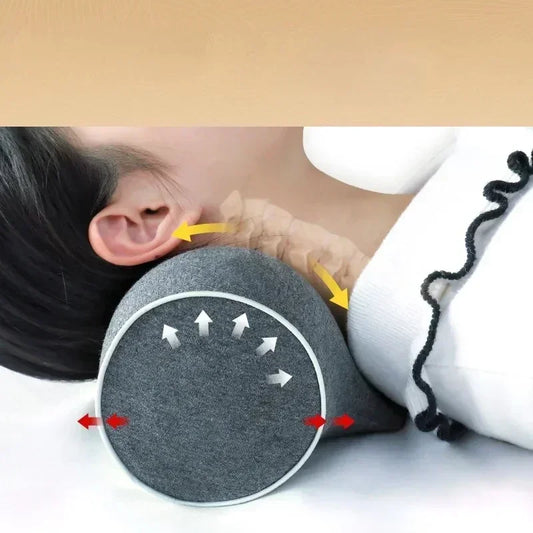 Cervical Spine Pillow Antiarch Traction Pillow Pu Memory Cotton Pillow Core Pure Cotton Cover Portable Neck Pillow Comfortable